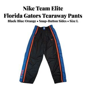 Vintage Nike Team Elite Florida Gators Tearaway Pants Black Blue Orange - Size L